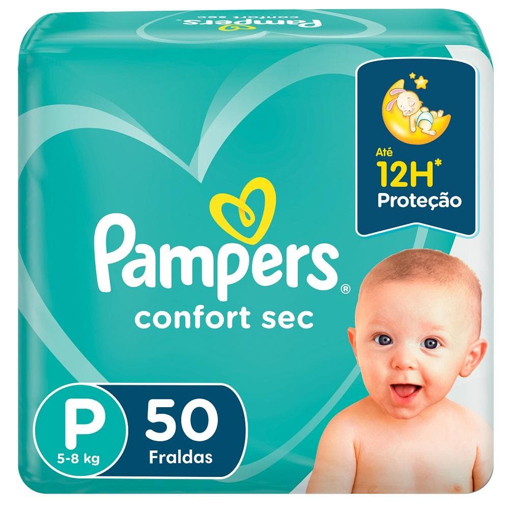Fralda Pampers Confort Sec Mega Tamanho P com 50un
