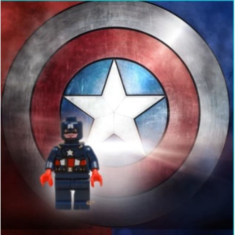 BONECO CAPITÃO AMERICA COMPATÍVEL LEGO MONTAR MARVEL