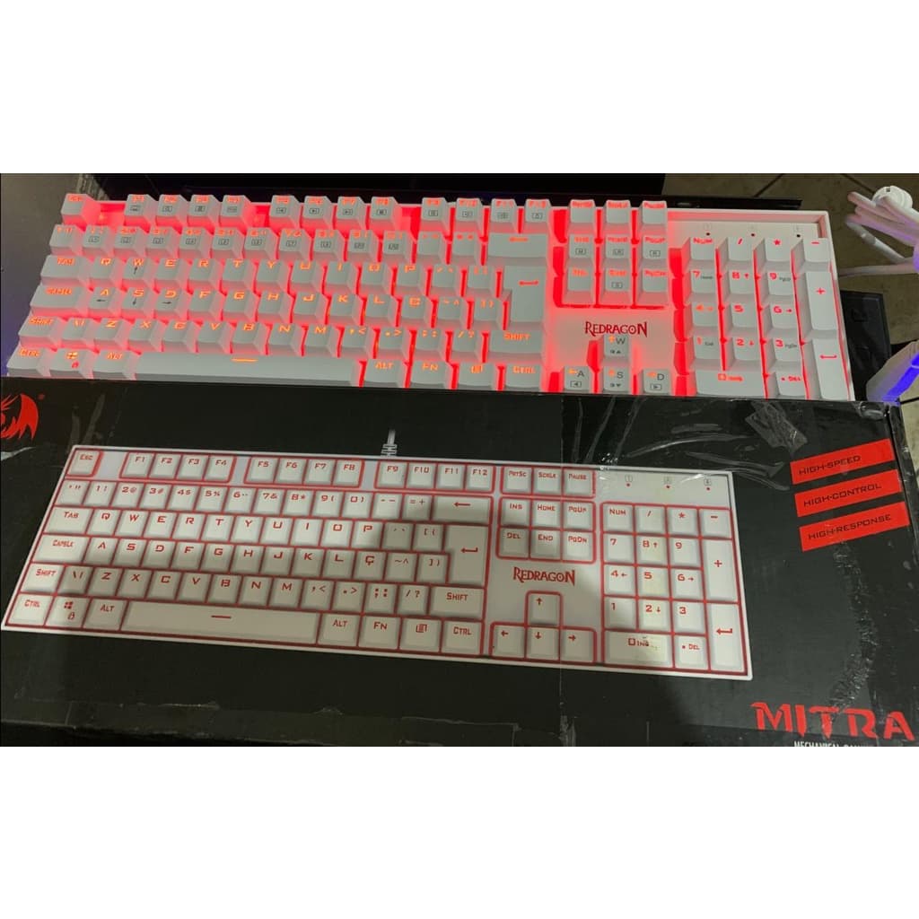 Teclado Mecânico Redragon Mitra Lunar White  Single Color (Refurbished)