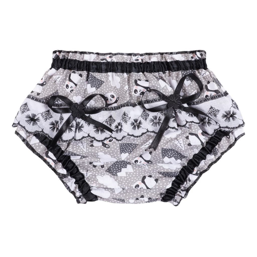 Calcinha Infantil Fofa Babado Estampada Cetim Cobre Fralda Bunda Rica