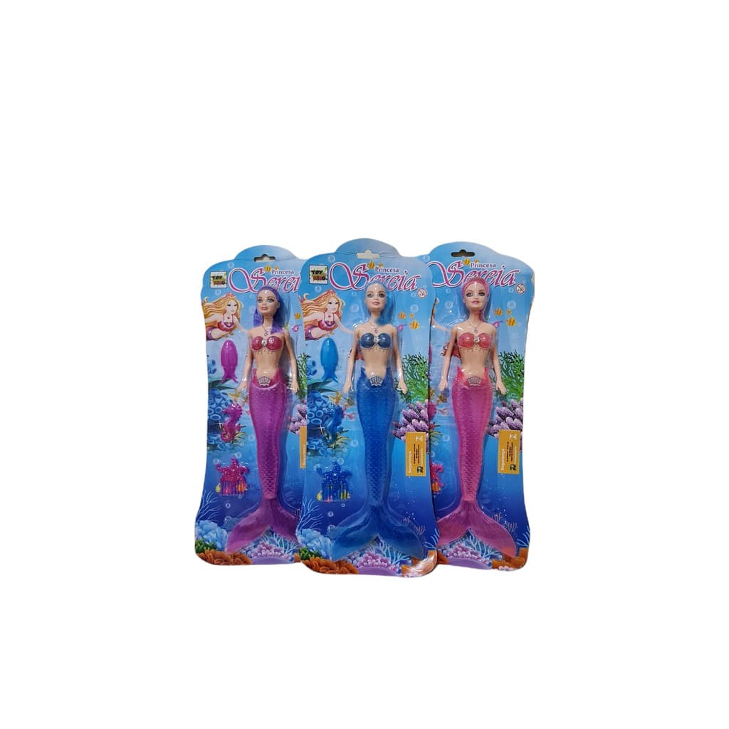 Boneca Sereia Com Luzes Articulada Princesa Do Mar Com Acessórios Brinquedo Infantil