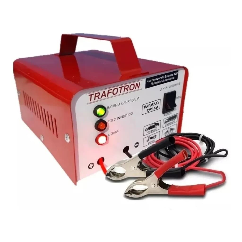 Carregador de Bateria Automotiva CF5 12 Volts 5 Amp/Hr, Bivolt, Flutuante, Qualquer bateria 12 Volts