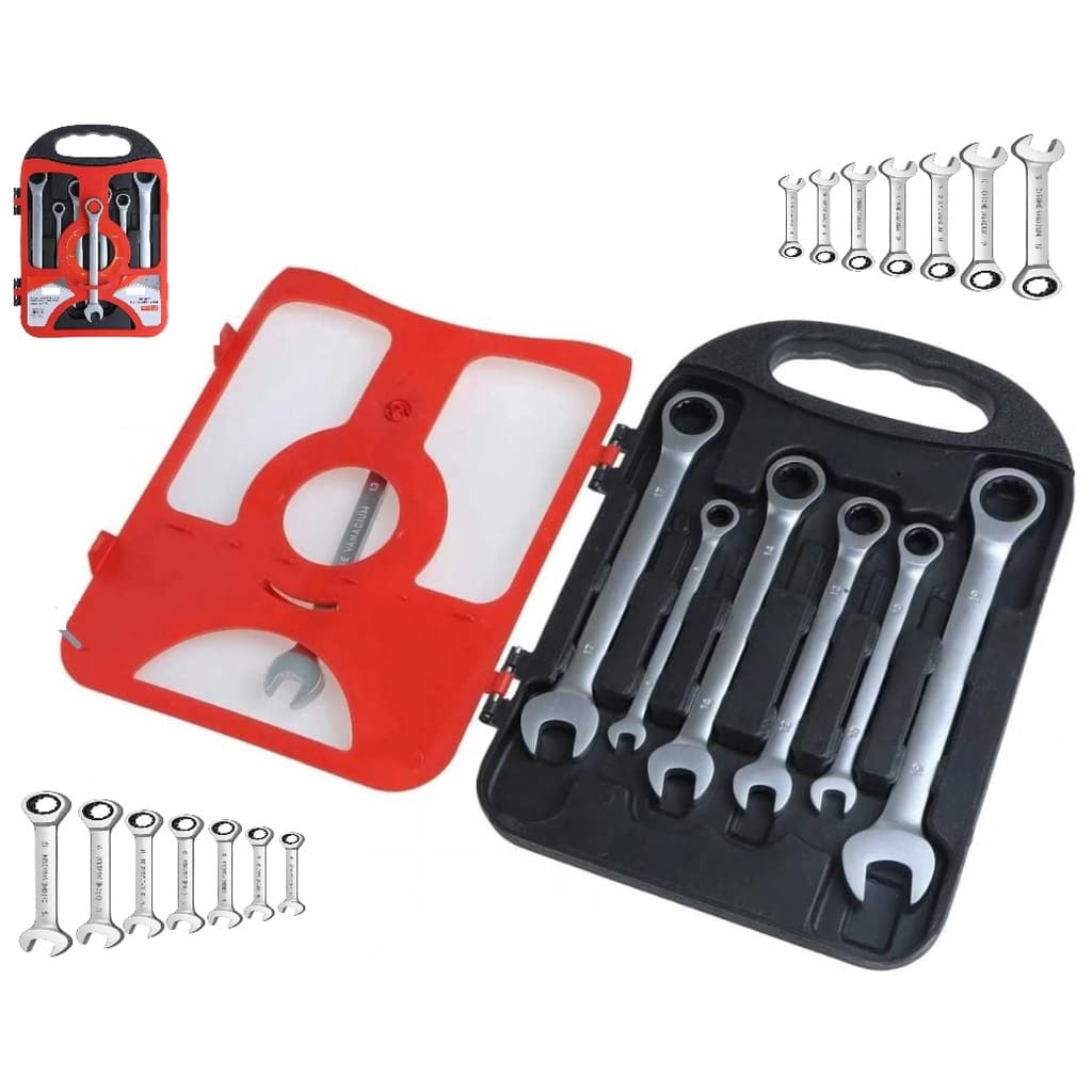 Kit Jogo De Chave Combinada Catraca 7 Peças