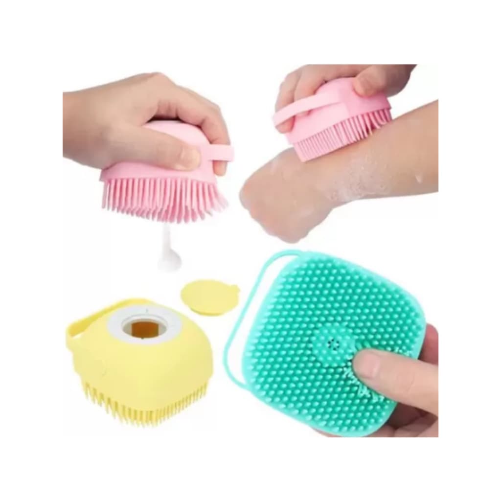 Lava Pelo Pet Escova Banho Cachorro Gato Dispenser Shampoo. Escova com dispenser para shampoo feita de silicone, massageadora> Todo cuidado e carinho para seu pet