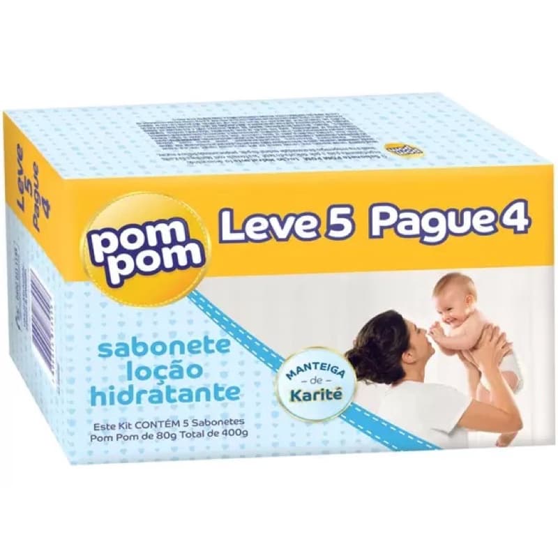 Sabonete Pom pom Hidratante KIT com 5 bebê