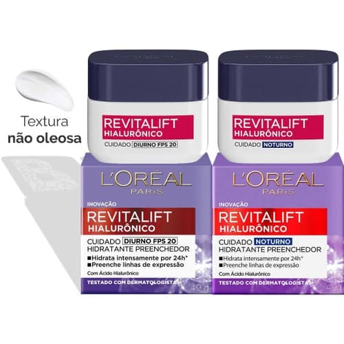 Kit de Creme Anti-idade Loreal Paris Revitalift Hialuronico Kit 1 Noturno + 1 Diurno 49g cada