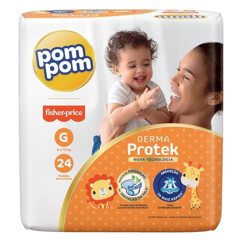 FRALDA  POM POM  DERMA  G  / 24   unidades .