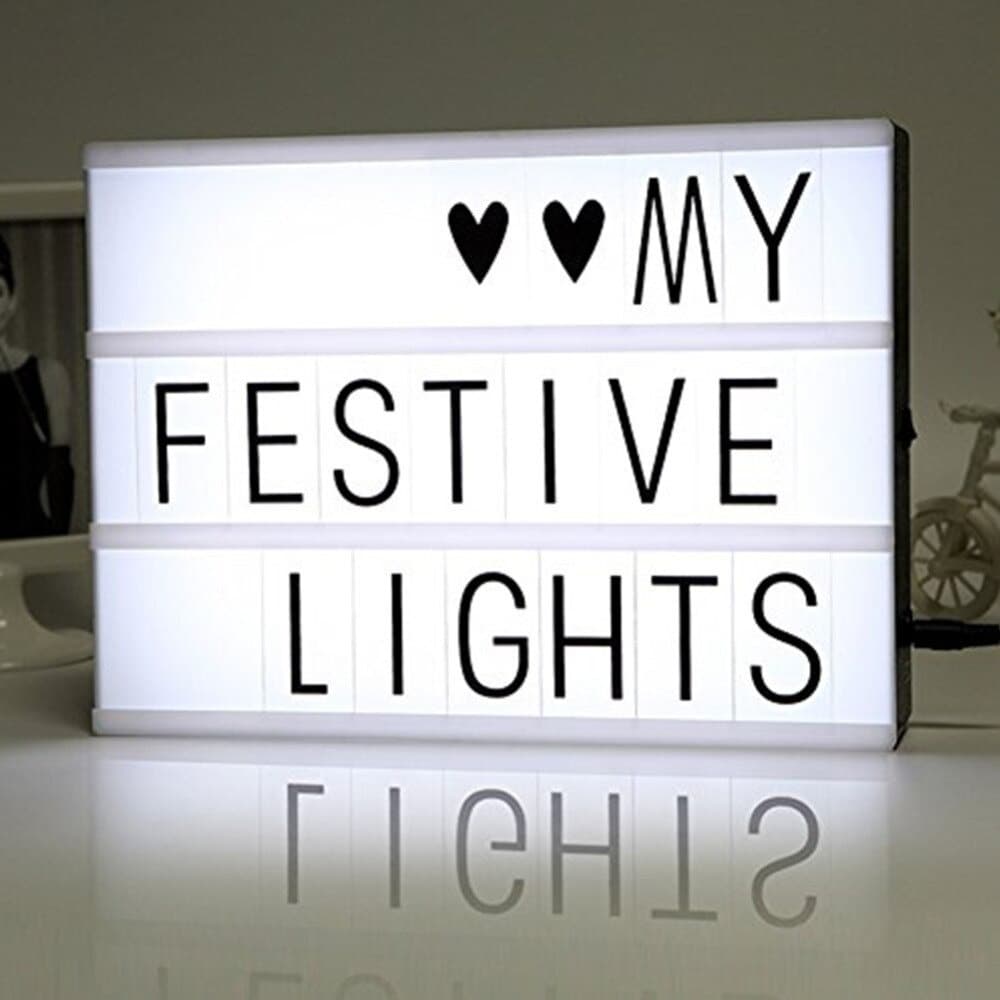 Luminaria Letreiro Led Cinema + 96 Letras Light Box Led A4