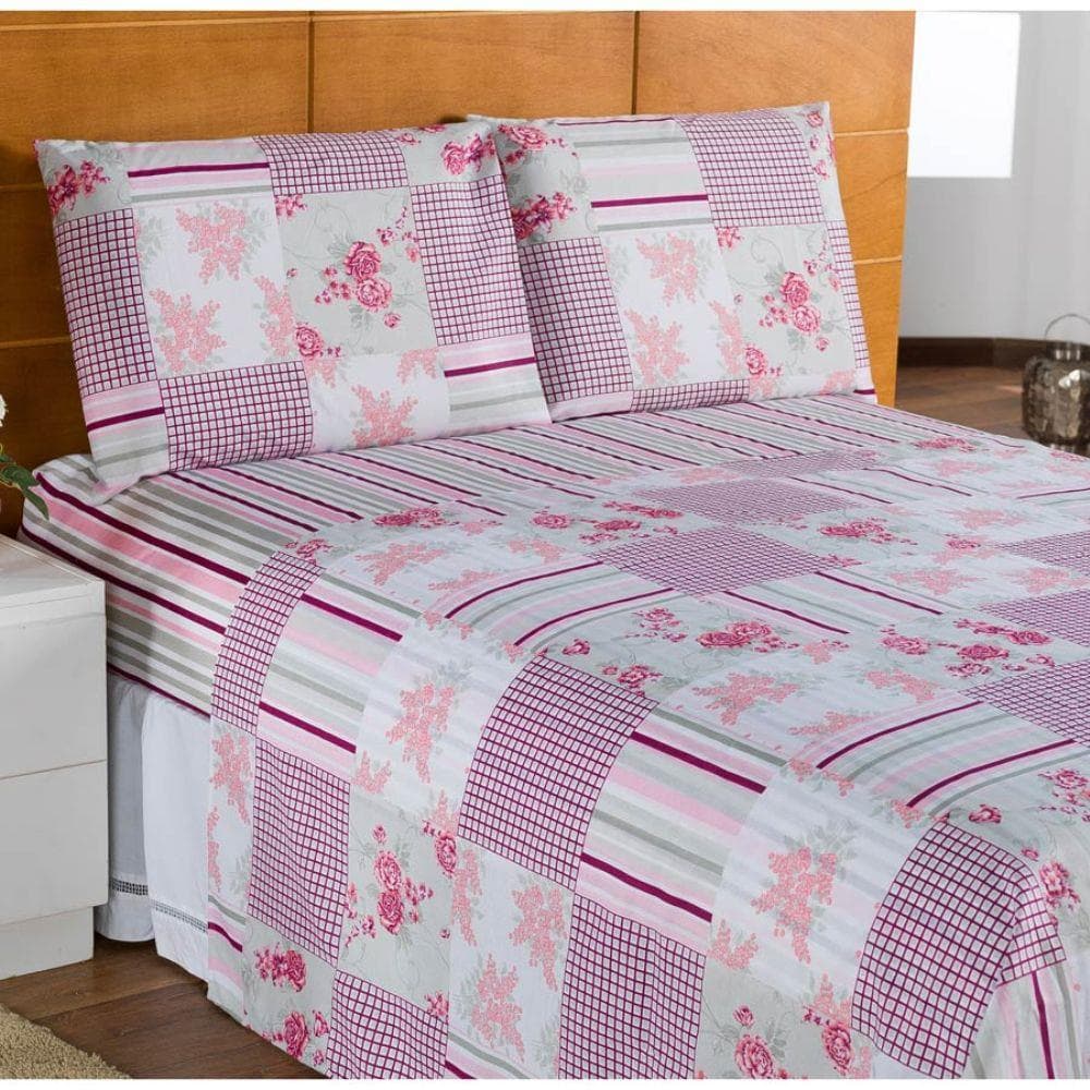 Jogo de Lencol Premier Casal Padrao Estampado 03 Pecas Tecido Macio Fronha Cama Aconchegante Confortavel Estampa Sortida