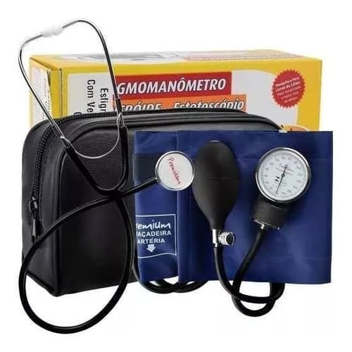 Kit Aparelho Medidor Pressão Arterial Manual Esfgmomanômetro