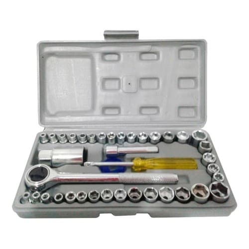 Jogo kit de Soquete com Chave Catraca Reversivel Completo 40 pcs C/Chave de Vela Presente Dia dos Pais Ferra