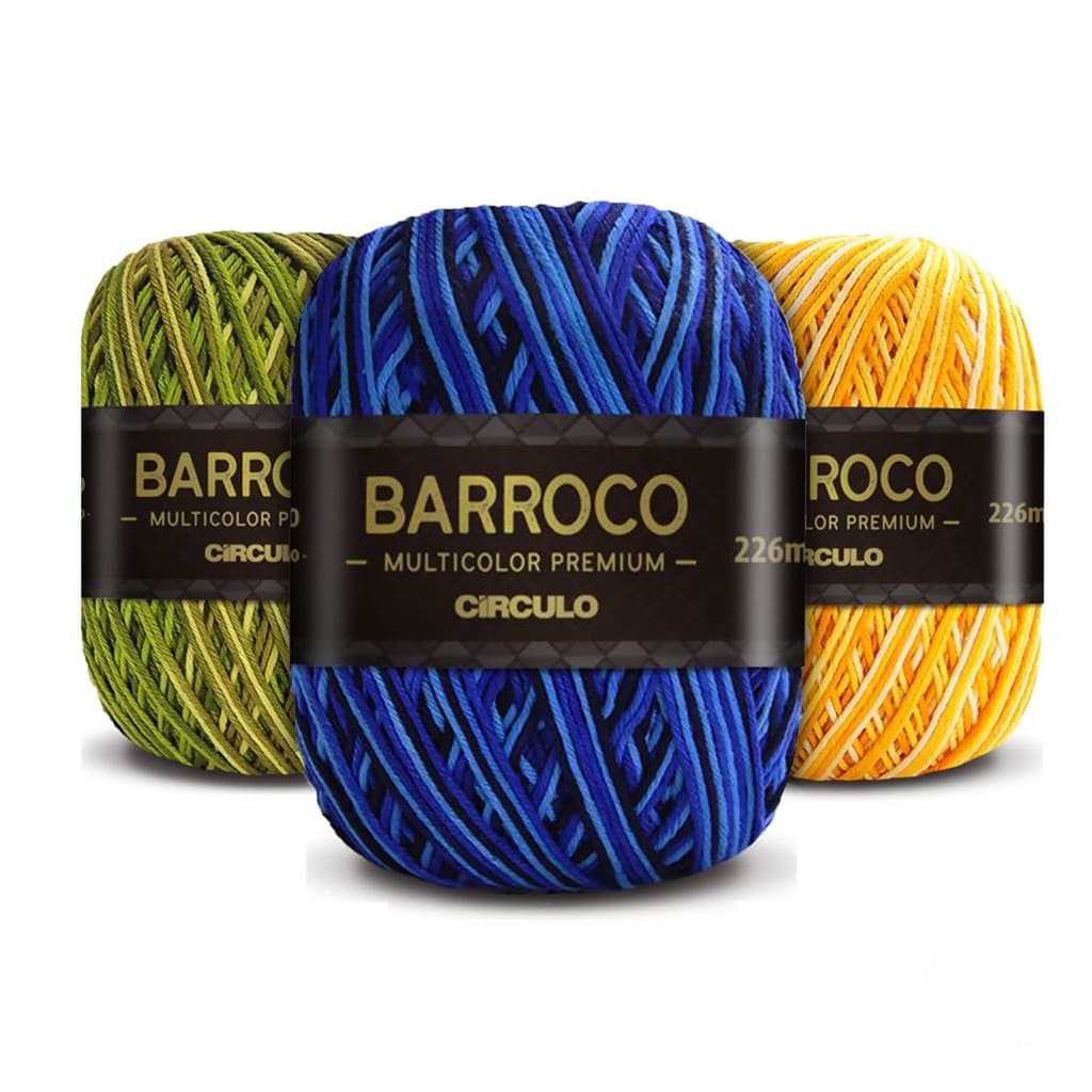 Barbante Barroco Multicolor Premium 200G Fio Colorido Para Crochê E Artesanato Algodão