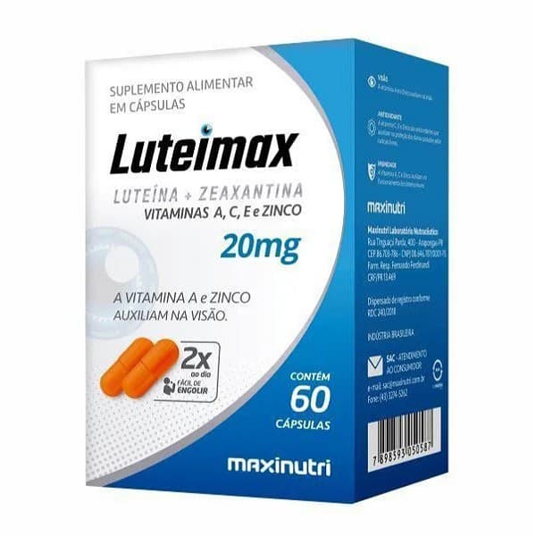 Luteína zeaxantina Luteimax c/60 para o zoio vitamina A vitamina E pronta entrega