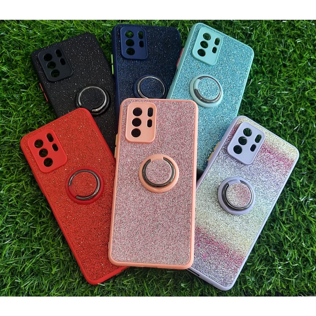 Capa capinha p/ xiaomi poco x3 gt com brilho Capa capinha p/ poco x3 gt com suporte de dedo Capa capinha p/ poco x3 gt proteção de câmera