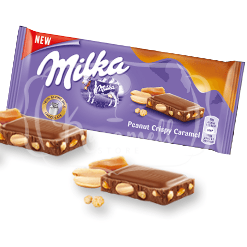 Milka Peanut Crispy Caramel - Chocolate, Amendoim e Caramelo Importado