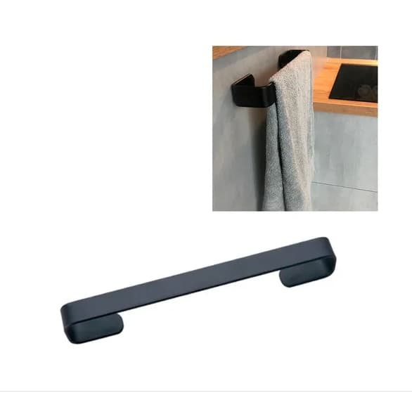 Toalheiro Porta Toalha De Banho 49 cm - Banheiro Suporte Parede - QUADRA PRETO