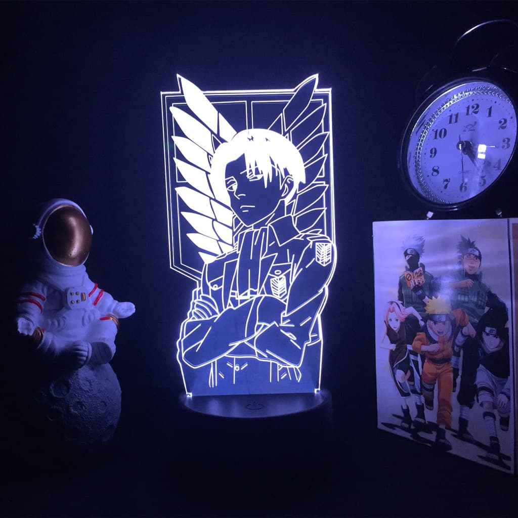 Anime Attack on Titan Levi Ackerman Figure Luminária LED 3D Noturna De Mesa Para Decoração De Casa Quarto Presente