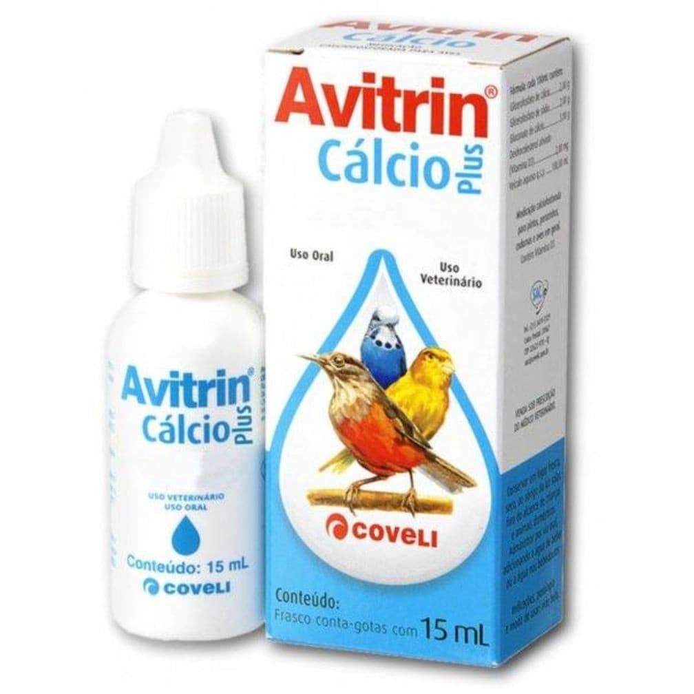 Avitrin Cálcio Plus 15mL - Suplemento Vitamínico P/ Aves