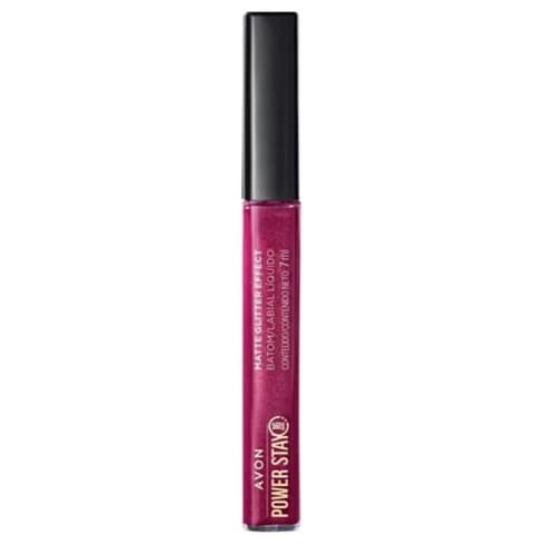 Batom Líquido Matte Glitter Effect Avon Power Stay Cor: Malva Luminoso