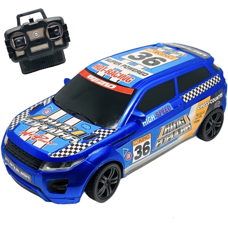 Carrinho de Controle Remoto Sem Fio de 3 a 7 funçoes Evoque  Azul Vermelho Branco Acende Farol