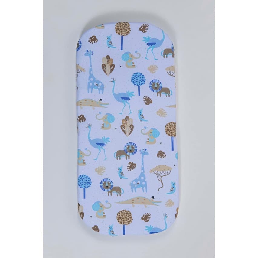 Colchão para Carrinho de Bebê Azul Bebe Selva Crocodilo com Espuma densidade 16 Colchonete Oval Moisés Azul bebe Bege Crocodilo