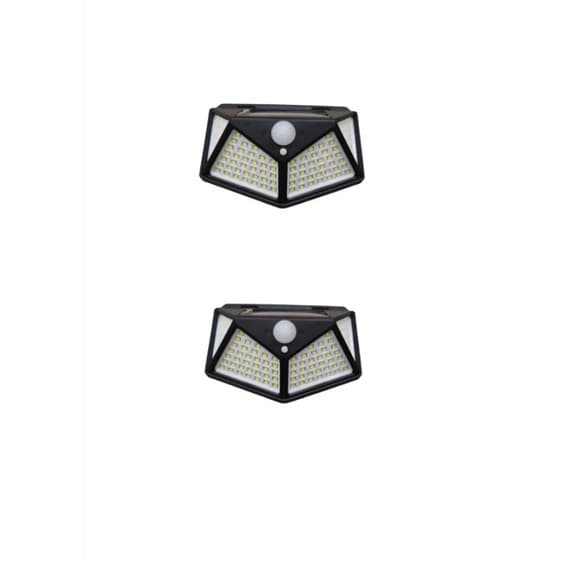 kit 2 Luminária Energia Solar Parede Led Sensor Presença 3 Funções 100led branco frio
