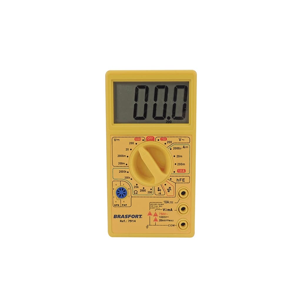 Multimetro Digital Display 2,5" com cabo de teste e bateria inclusa