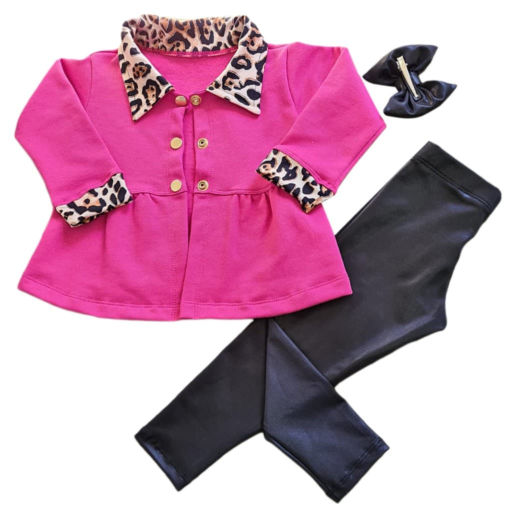 Conjunto CASACO MOLETOM PINK PRETO  Conjunto Infantil Menina  Conjunto Infantil Feminino Conjunto para Menina