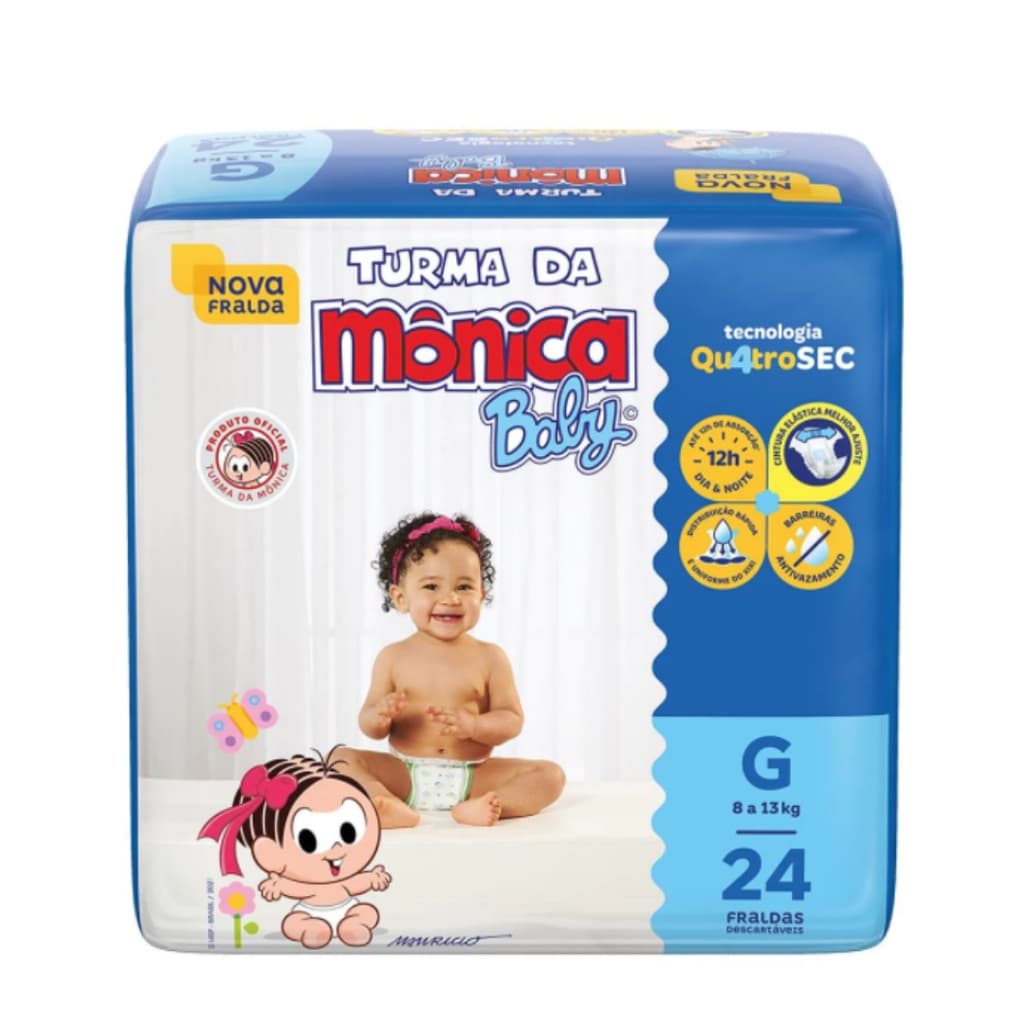 Fralda turma da monica baby jumbo g com 24 unidades