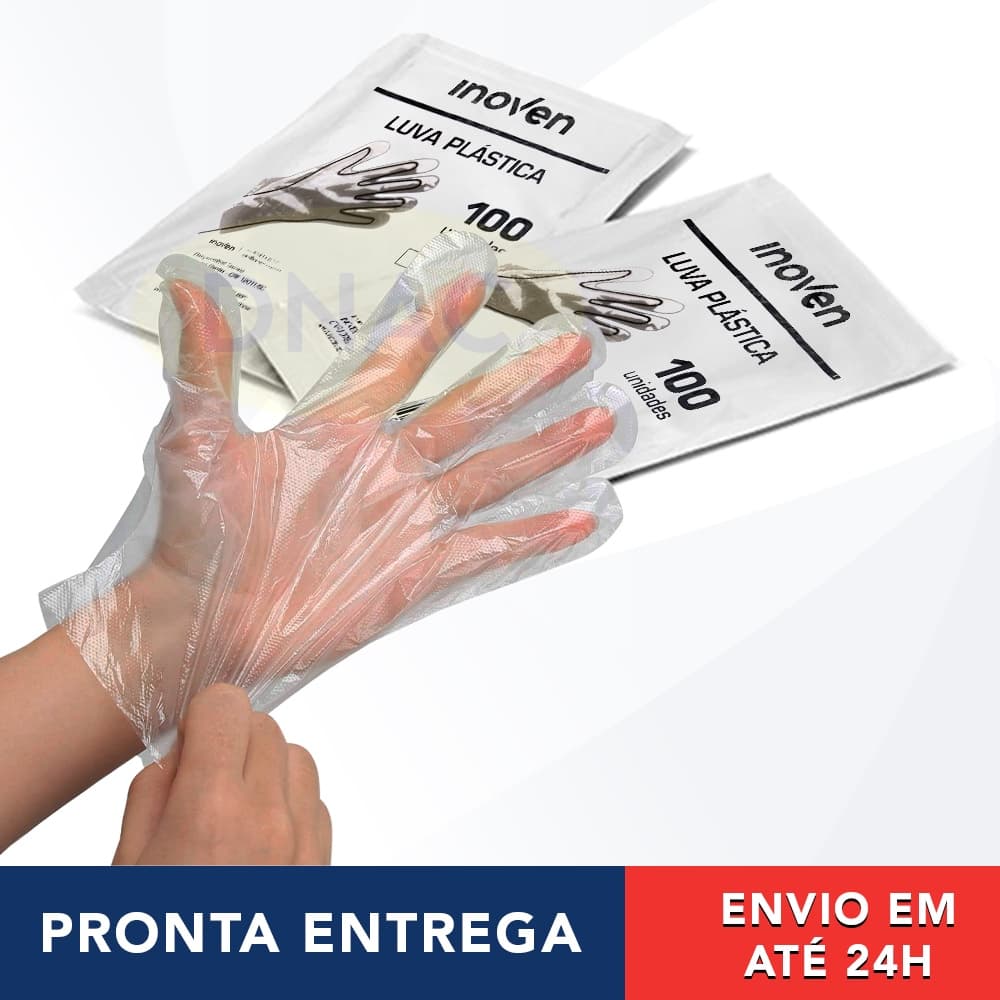 100 und. Luvas Plásticas Descartáveis Transparentes para Alimentos, padaria, cabelereiro, tintura