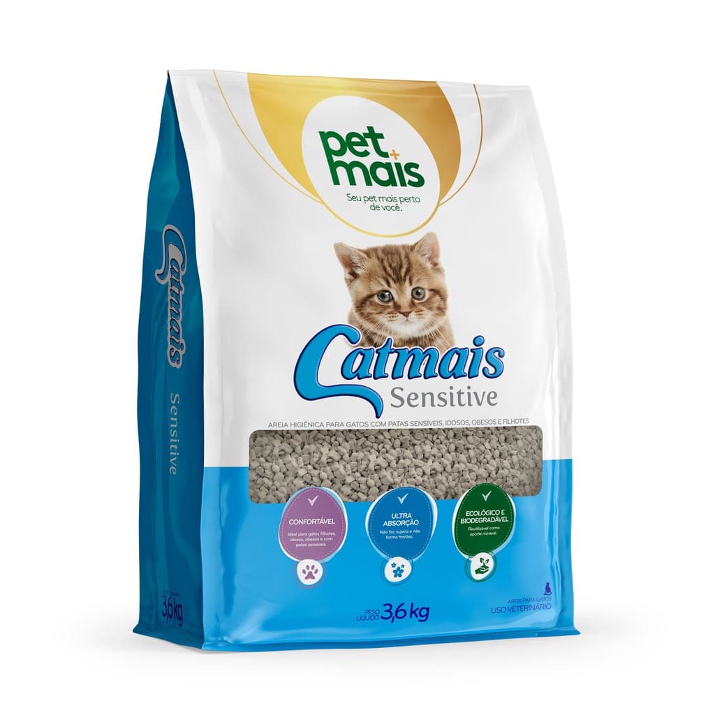 Areia para Gato Sanitária Granulado Pedrinha  3,6 kg Catmais Sensitive