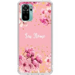 Capa de Celular Capinha Para Xiaomi Redmi Note 10 / Note 10s Personalizada - Floral Nome 4