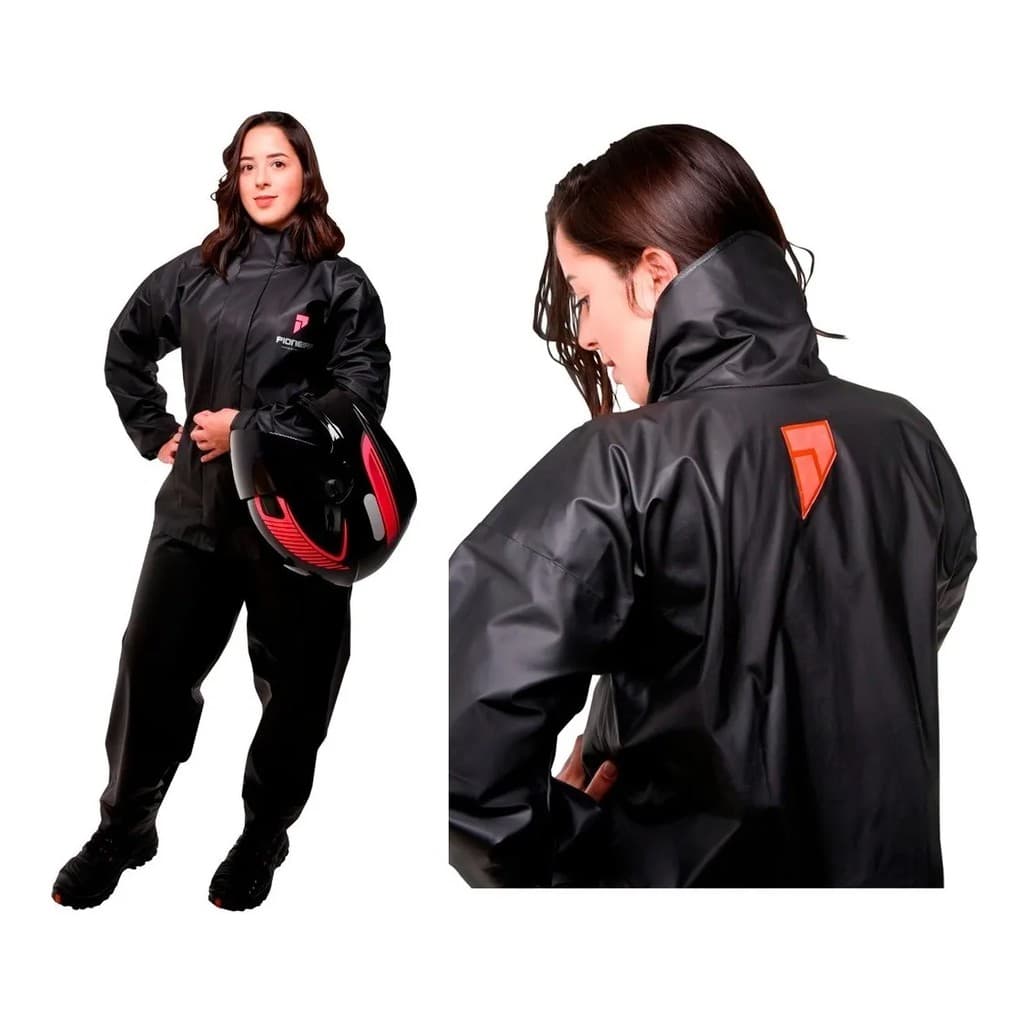 Capa De Chuva MOTO Pioneira PVC Feminina Rosa Motoqueira Moto PVC Impermeável G76