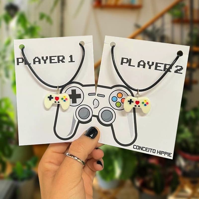 Kit Colar Controle Gamers Casal Amizade Namoro Geek Vídeo Game