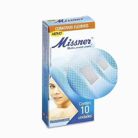 Kit 10un Curativo Band Aid Transparente Flexivel Com Almofada Antiaderente Proteção - Missner