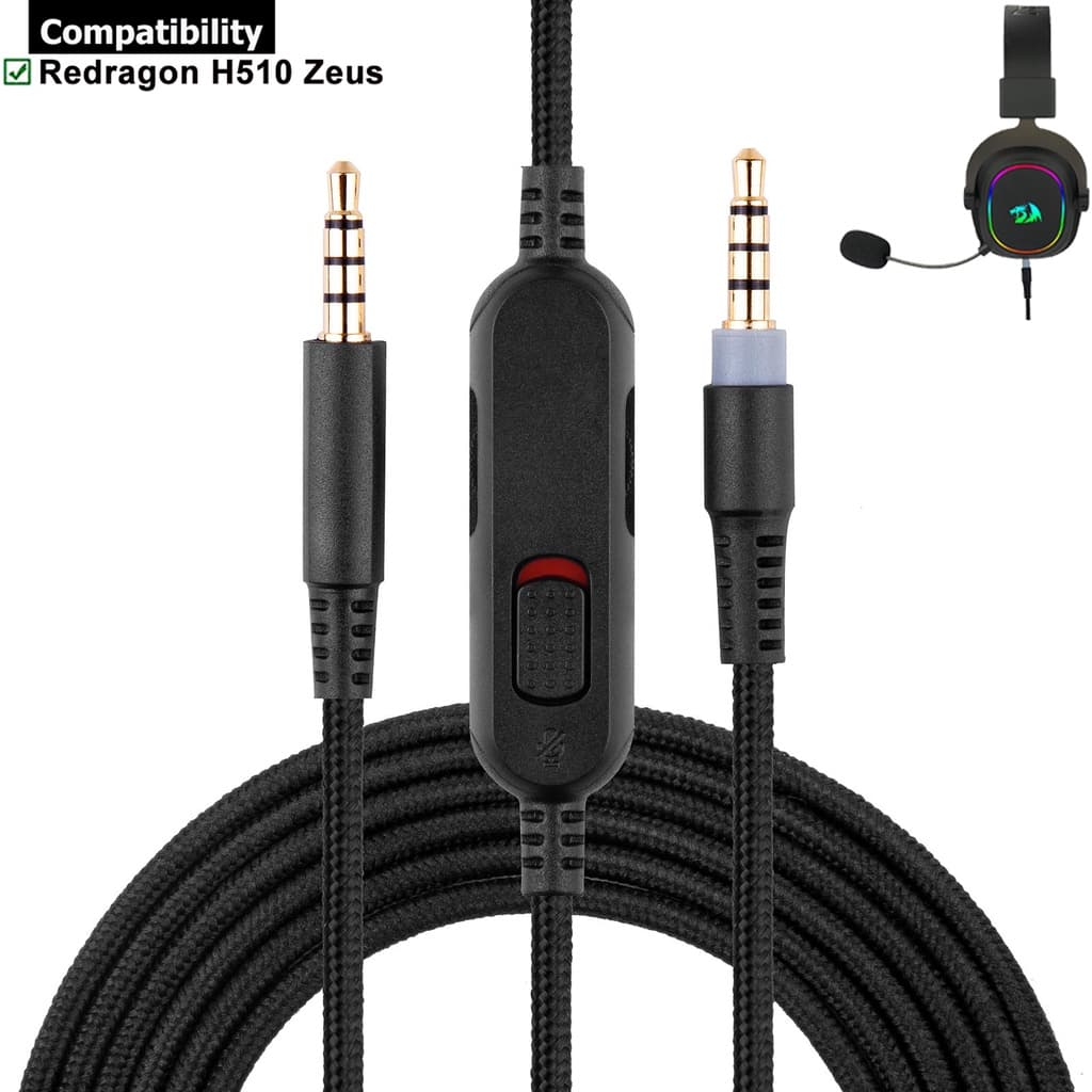 Cabo de Aúdio Controlador P3/p3 Compatível Headset Redragon Zeus H510 E Com Hyperx Cloud Mix E Alpha