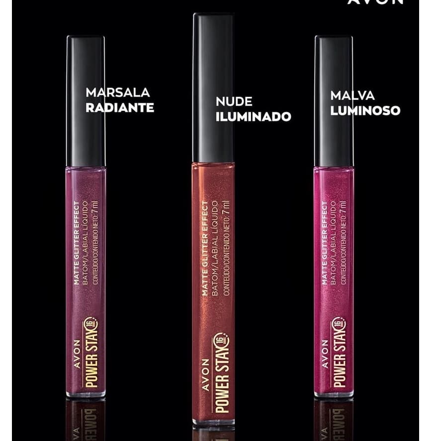 Batom Líquido Matte Glitter Effect Avon Power Stay 7 ml (ESCOLHA O SEU)
