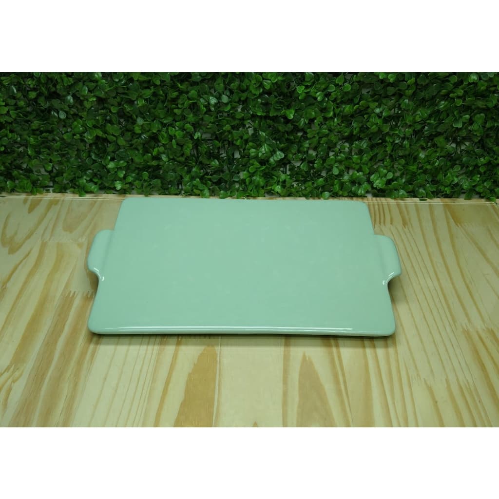 Bandeja Retangular Rasa Organizadora de Cerâmica para Kit Higiene Bebe ou Lavabo Banheiro Verde Bebe