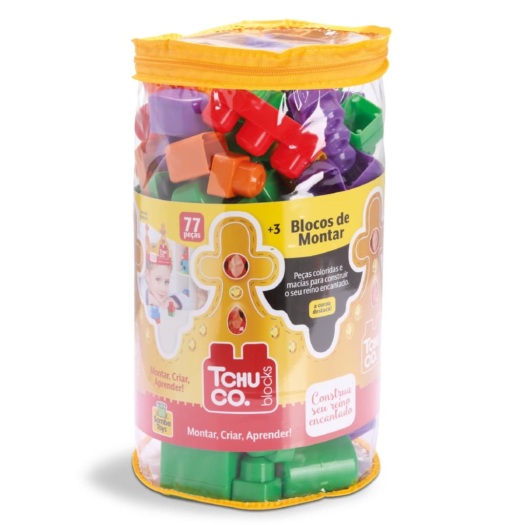Blocos De Montar - Tchuco Blocks 77 Peças - Samba Toys menino lego