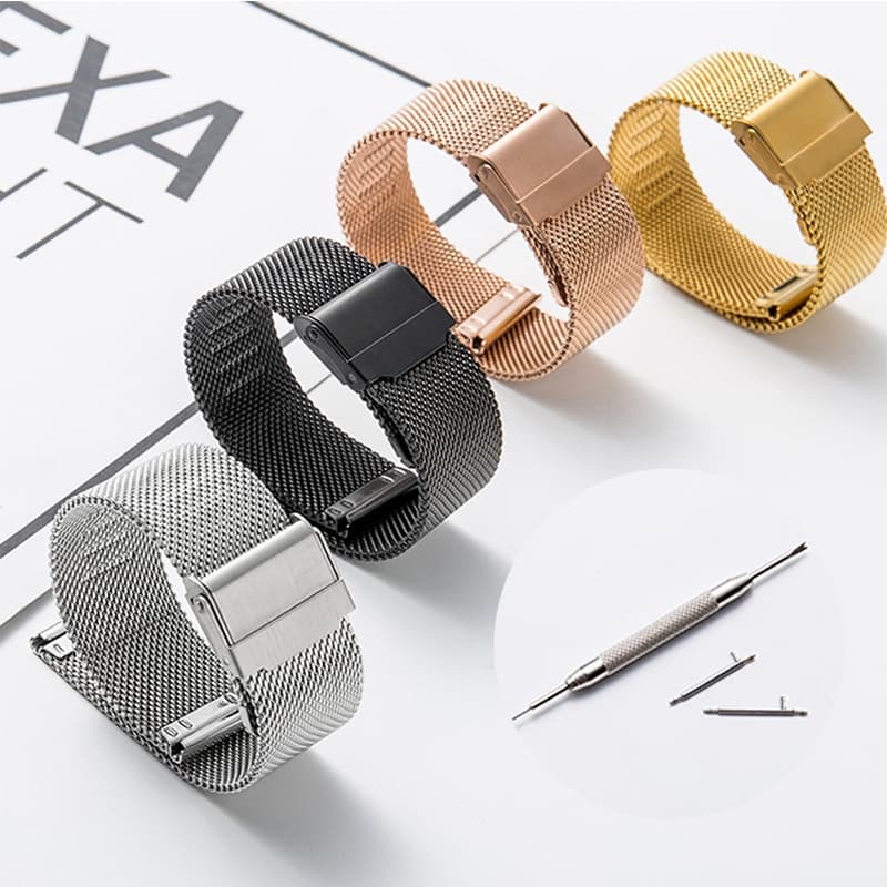 Pulseira Milanese Loop 12/14/16/18/20/22mm Universal De Liberação Rápida De Aço Inoxidável De Metal Wrist Band Bracelet Para Samsung Relógio 4