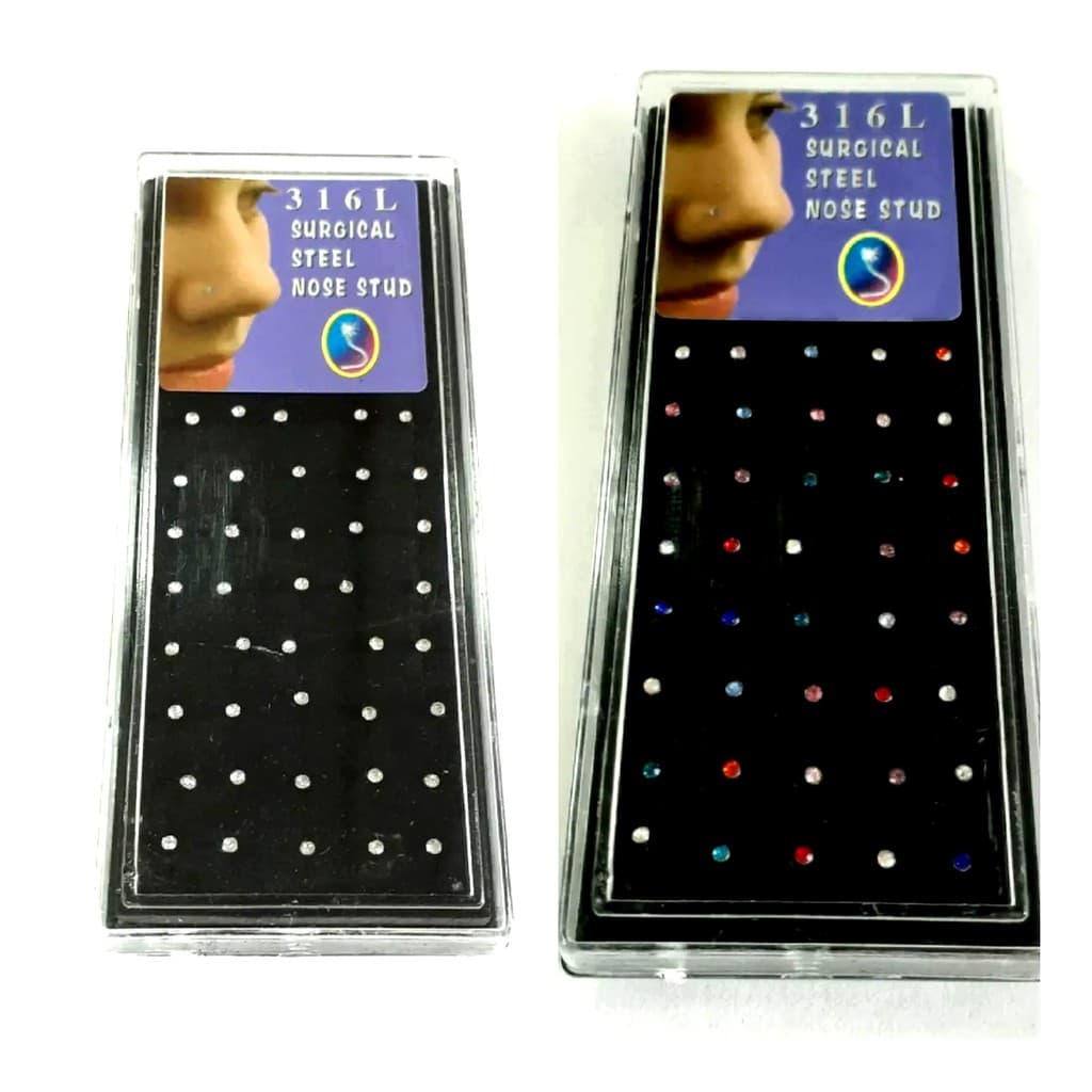 KIT COM 02 CAIXAS PIRCING TORTO AÇO INOX 80 UNIDADES ( 01 CAIXA COLORIDA 01 CAIXA TRANSPARENTE )