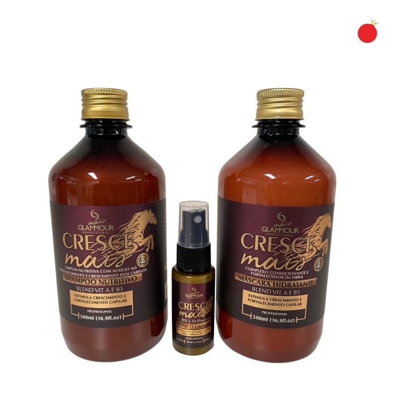 FRETE GRÁTIS - Kit Capilar Crescimento De Cabelo Cresce Mais Forte - Mais Glammour Shampoo, Máscara Hidratante
