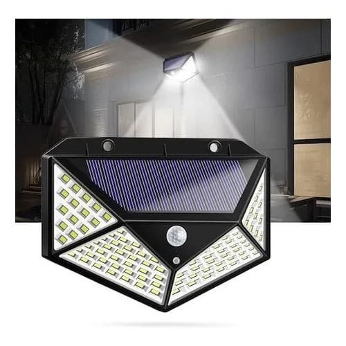 Luminária Solar Parede 100 Led Sensor Presença Com 3 Funções super led