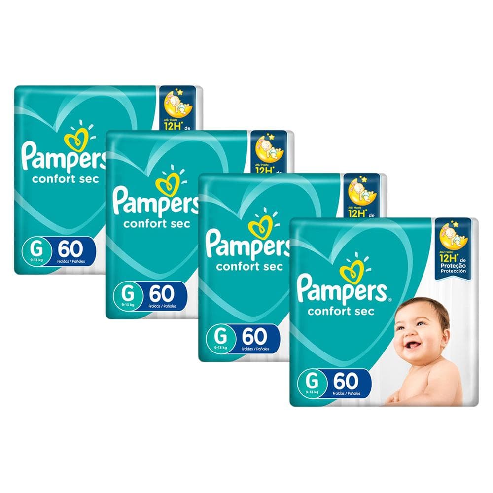 Kit Fralda Pampers Confort Sec Super Tamanho G com 240 unidades