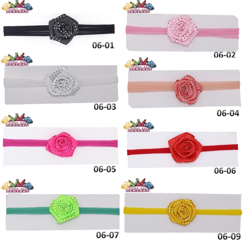 Kit 10 Lacinhos na Faixinha Bebê Maternidade Tiarinha Slin Enxoval Flor póa Bebe