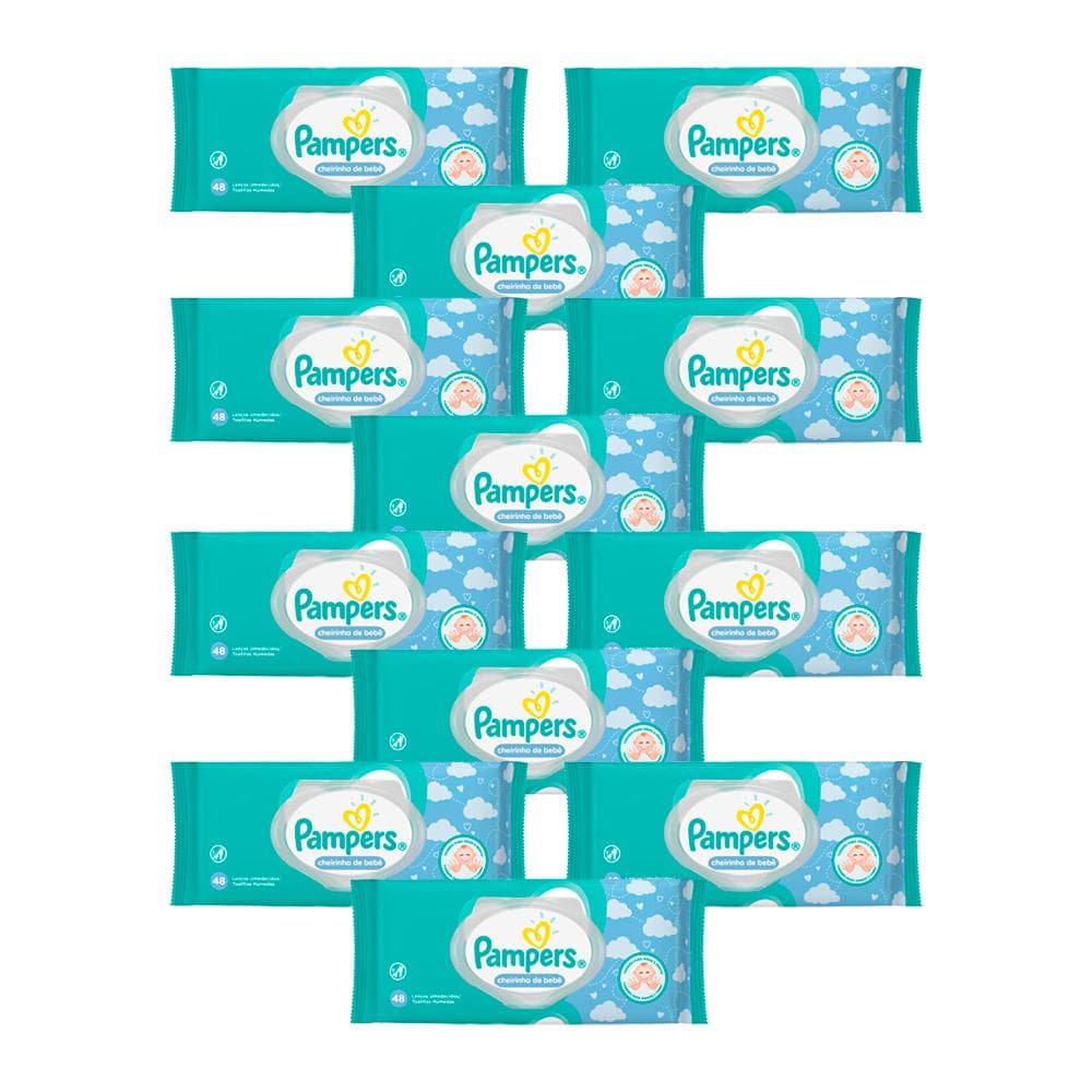 Kit 576 Toalhinhas Umedecidas Pampers Cheirinho de Bebê
