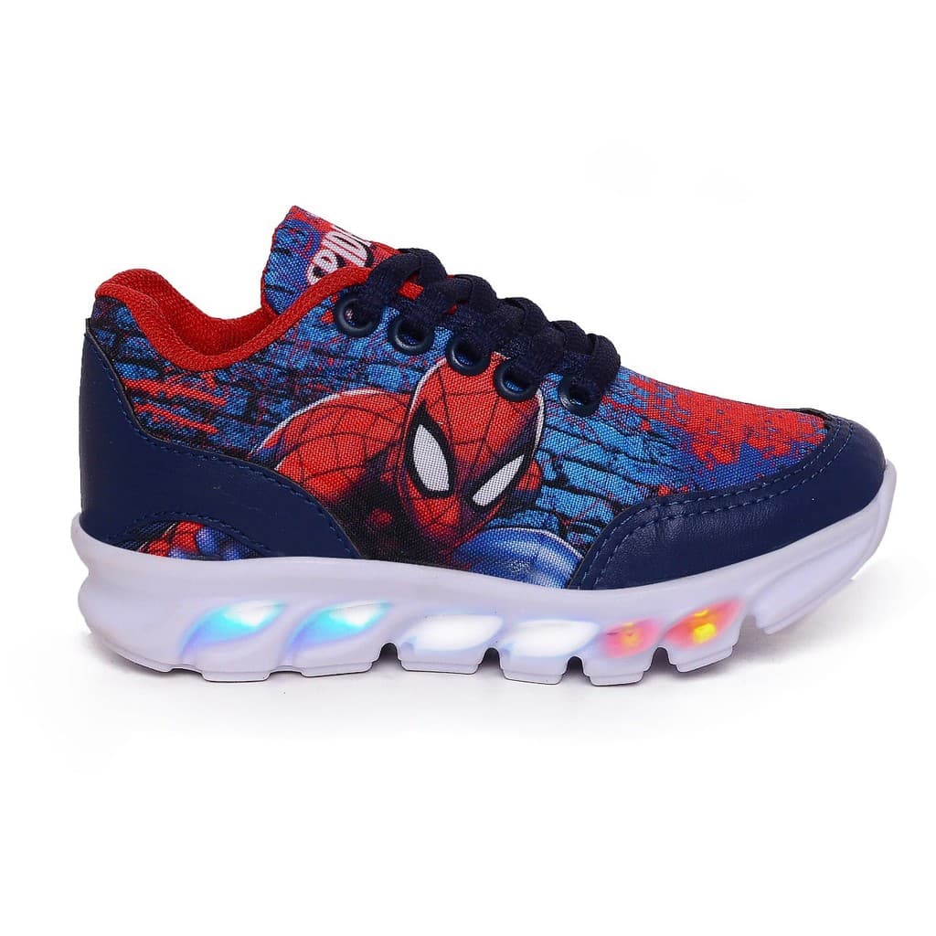 Tênis Infantil Masculino Menino De Led Luzinha Homem Aranha Confortável Macio Leve Envio Imediato