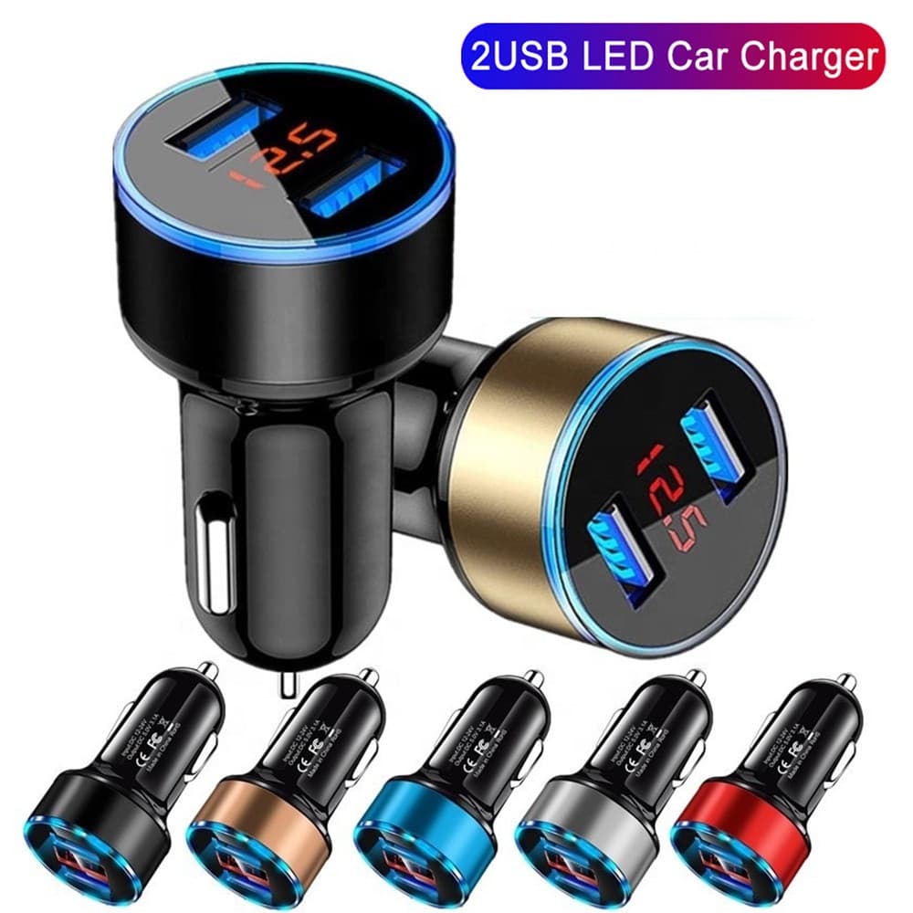 Carregador Veicular Turbo Celular 2 e 4 Portas Usb 3.1A  Carregador de Carro 12V Led Carregamento Rápido Tomada usb Automotivo