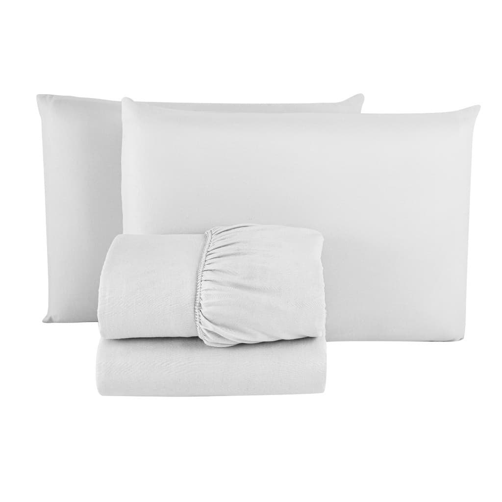 Jogo de Lençol CASAL Premium LISO 150 FIOS Microfibra 04 Peças Jogo de Cama 30CM Altura BRANCO