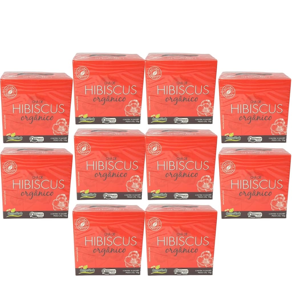 Hibisco Chá Orgânico Natural Kit 10cx (100 Sachês) Campo Verde